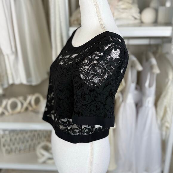 BCBG generation size small black lace cropped dress shirt w tank #3710￼ - Picture 1 of 7